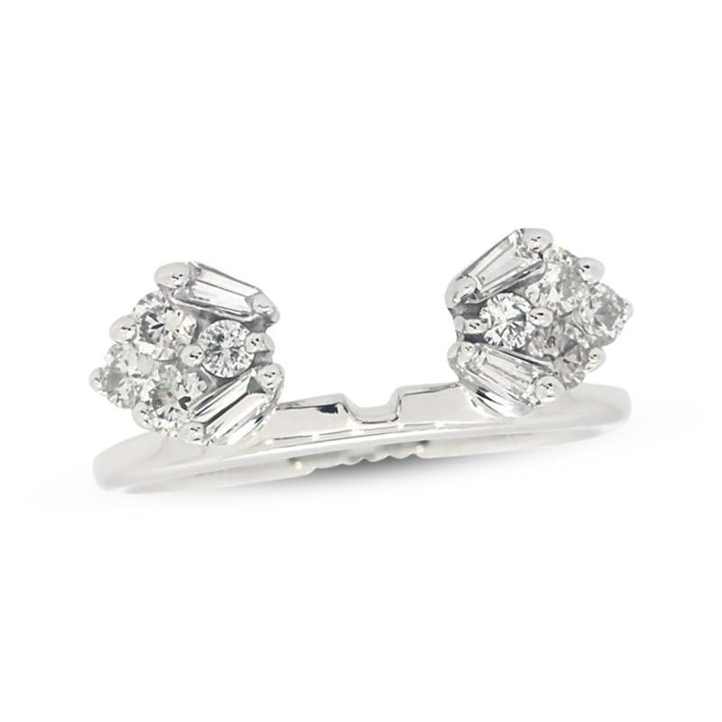 Main Image 1 of Previously Owned Diamond Enhancer Ring 1/2 ct tw Round/Baguette-cut 14K White Gold