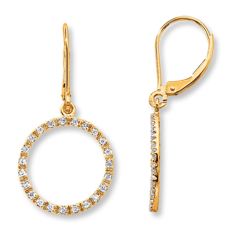 Main Image 1 of Previously Owned Diamond Circle Earrings 1/4 ct tw 10K Yellow Gold