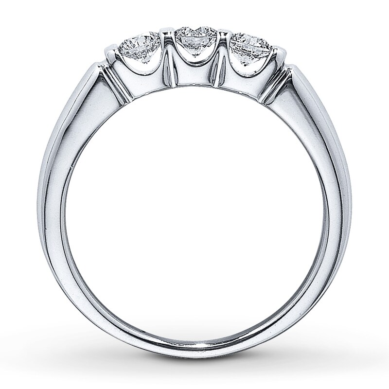 Main Image 2 of Previously Owned Three-Stone Engagement Ring 1/2 ct tw Diamonds 14K White Gold