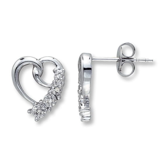 Previously Owned Diamond Heart Earrings 10K White Gold