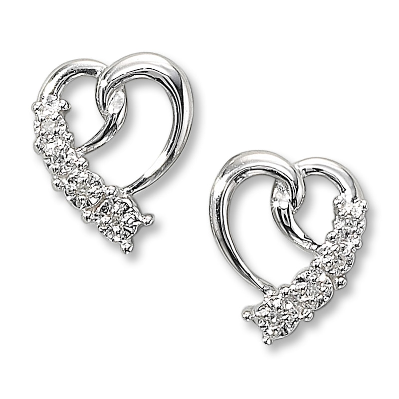 Main Image 2 of Previously Owned Diamond Heart Earrings 10K White Gold