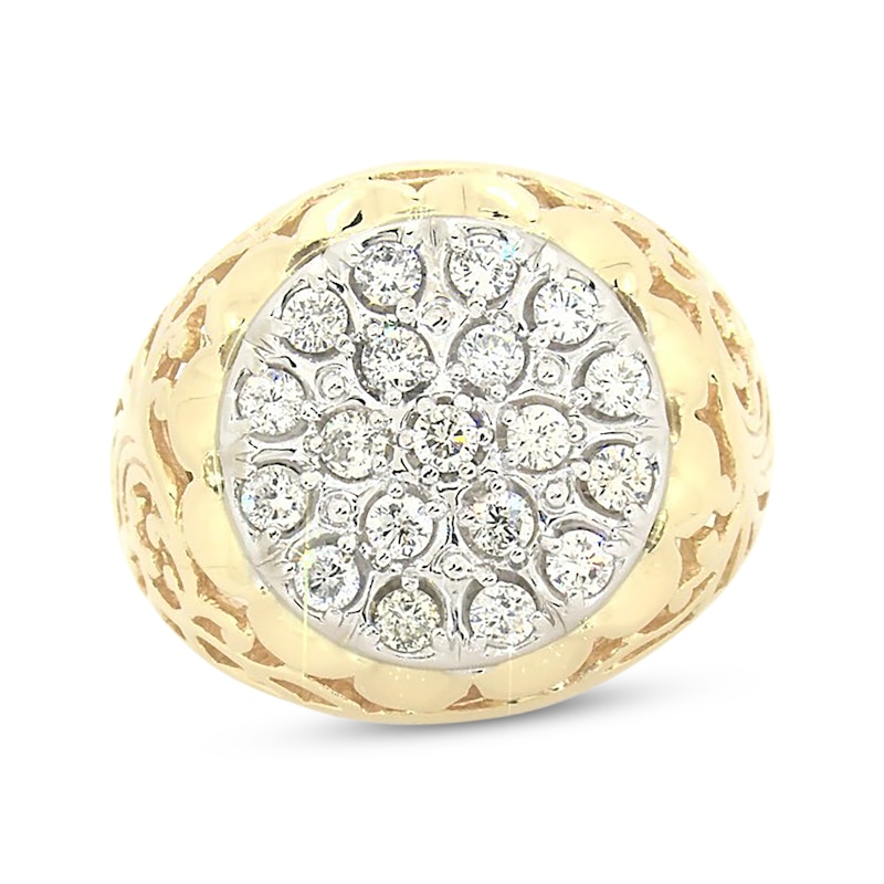 Previously Owned Men's Diamond Cluster Wedding Ring 1 ct tw Round-cut 10K Yellow Gold
