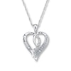 Thumbnail Image 1 of Previously Owned Diamond Heart Necklace 1/6 ct tw Baguette & Round 10K White Gold 18"