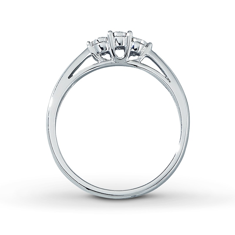 Main Image 2 of Previously Owned Three-Stone Diamond Ring 1/15 ct tw Round-cut 10K White Gold