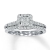 Previously Owned Bridal Set 5/8 ct tw Princess & Round-cut Diamonds 14K White Gold
