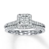 Thumbnail Image 1 of Previously Owned Bridal Set 5/8 ct tw Princess & Round-cut Diamonds 14K White Gold