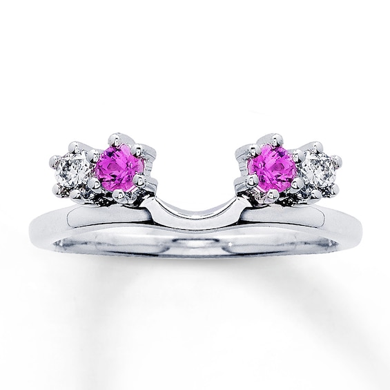 Previously Owned Pink Sapphire Enhancer Ring 1/2 ct tw Diamonds 14K White Gold