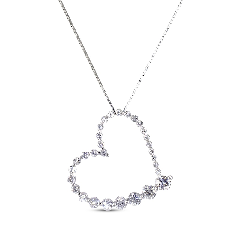 Main Image 1 of Previously Owned Journey Heart Necklace 3/4 cttw Diamond 14K White Gold 18"
