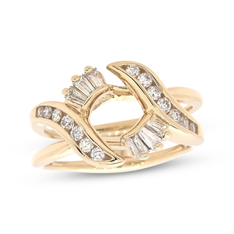 Main Image 1 of Previously Owned Diamond Enhancer Ring 1/2 ct tw Round/Baguette-cut 14K Yellow Gold Size 7