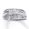Thumbnail Image 0 of Previously Owned Diamond Engagement Ring 1 ct tw Round & Baguette-cut 14K White Gold