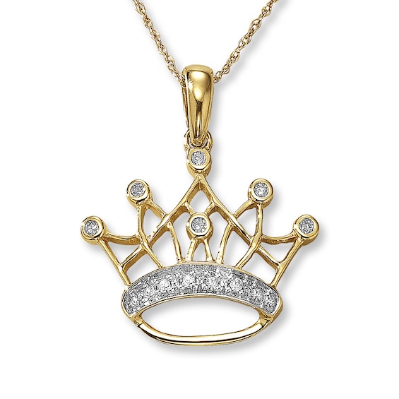 Previously Owned Crown Necklace 1/15 ct tw Diamonds 10K Yellow Gold