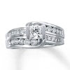 Thumbnail Image 1 of Previously Owned Diamond Engagement Ring 1-3/8 ct tw Princess & Round-Cut 14K White Gold