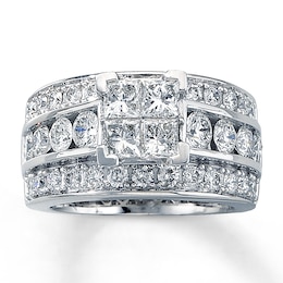 Previously Owned Diamond Engagement Ring 3-1/2 ct tw Princess & Round 14K White Gold