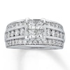 Thumbnail Image 0 of Previously Owned Diamond Engagement Ring 1-3/4 ct tw Princess/Round 14K White Gold