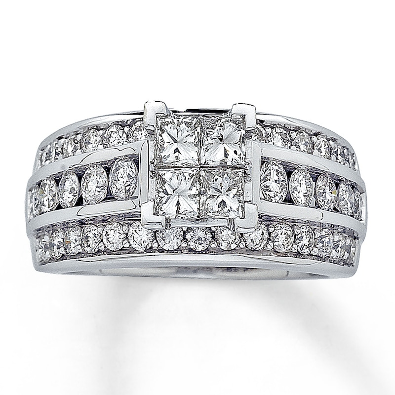 Main Image 1 of Previously Owned Diamond Engagement Ring 1-3/4 ct tw Princess/Round 14K White Gold