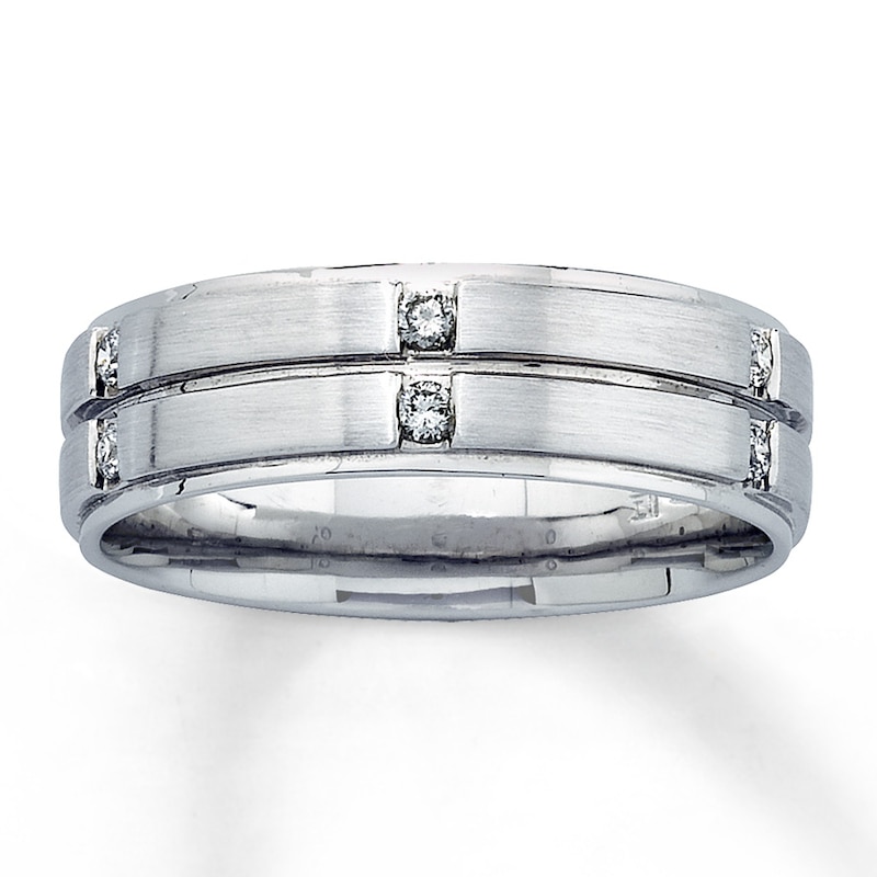 Main Image 1 of Previously Owned Diamond Men's Ring 1/6 ct tw 14K White Gold Size 10