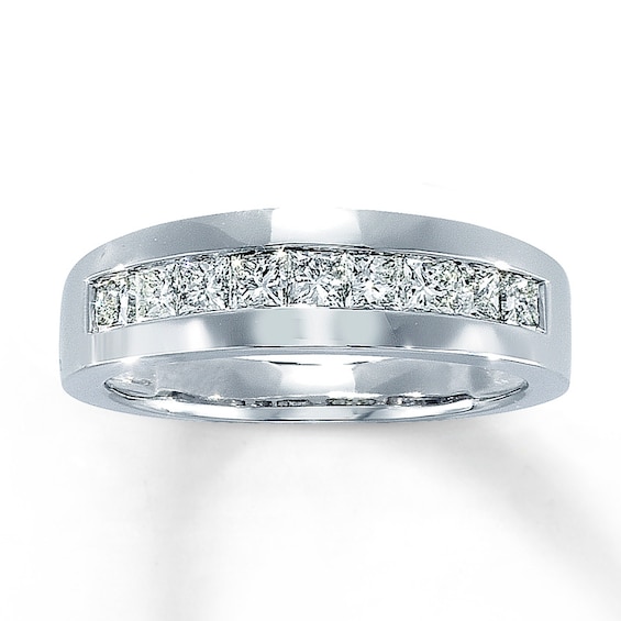 Previously Owned Men's Diamond Band 1-1/2 ct tw Square-cut 14K White Gold