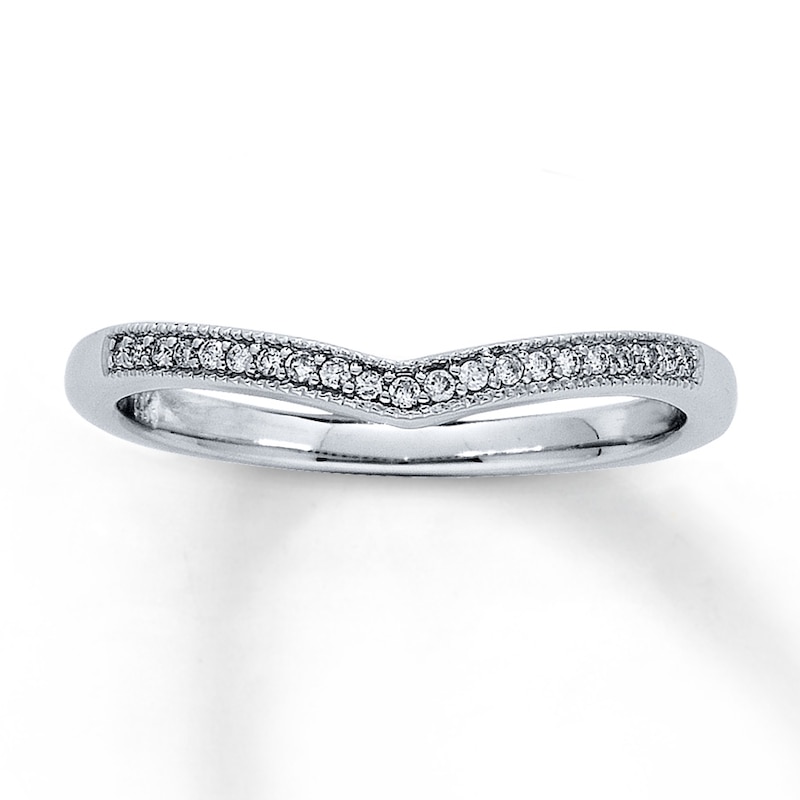 Previously Owned Contour Anniversary Band 1/15 ct tw Round-cut Diamonds 14K White Gold