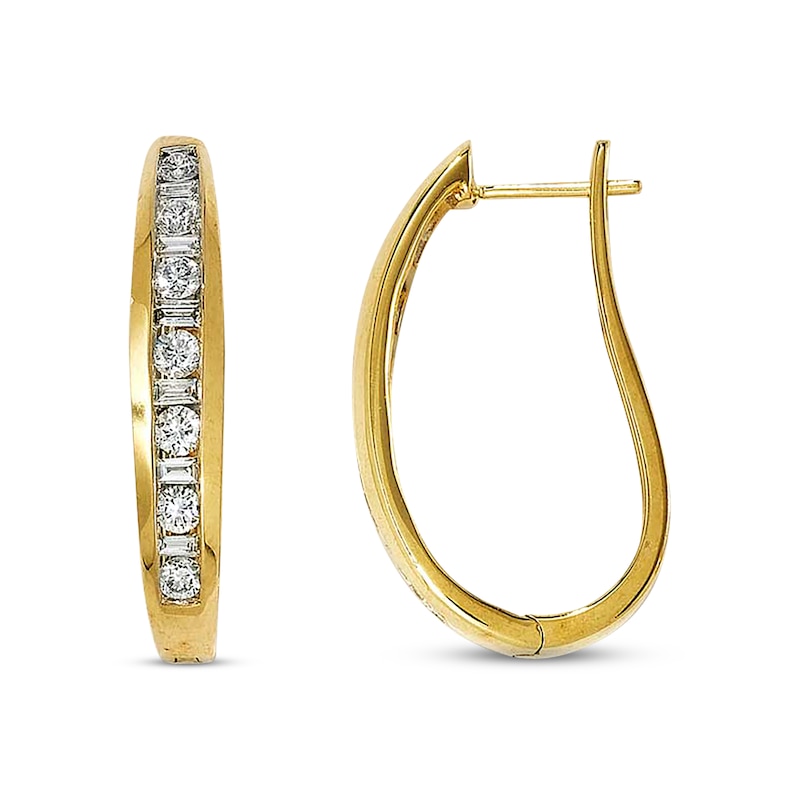 Main Image 1 of Previously Owned Diamond Hoop Earrings 1 ct tw 14K Yellow Gold