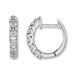 Previously Owned Diamond Hoop Earrings 1 ct tw 14K White Gold