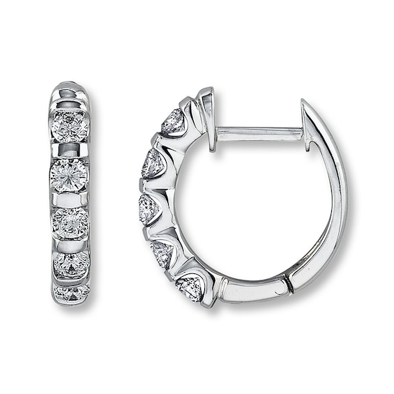 Previously Owned Diamond Hoop Earrings 1 ct tw 14K White Gold