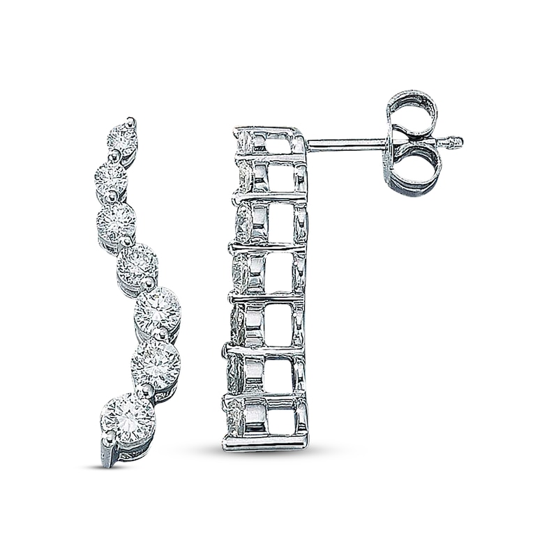 Main Image 1 of Previously Owned Diamond Journey Earrings 1 cttw 14K White Gold