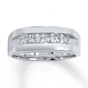 Thumbnail Image 1 of Previously Owned Men's Diamond Wedding Band 1 ct tw Square-Cut 14K White Gold