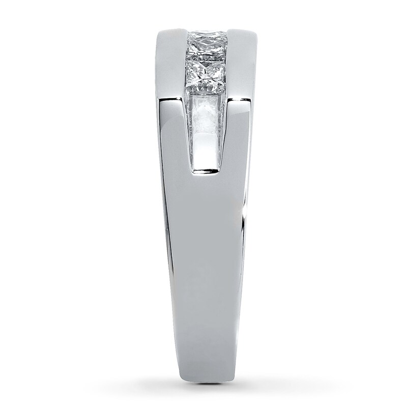 Main Image 3 of Previously Owned Men's Diamond Wedding Band 1 ct tw Square-Cut 14K White Gold