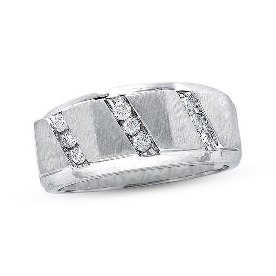Previously Owned Men's Diamond Wedding Band 1/3 ct tw Round-cut 14K White Gold