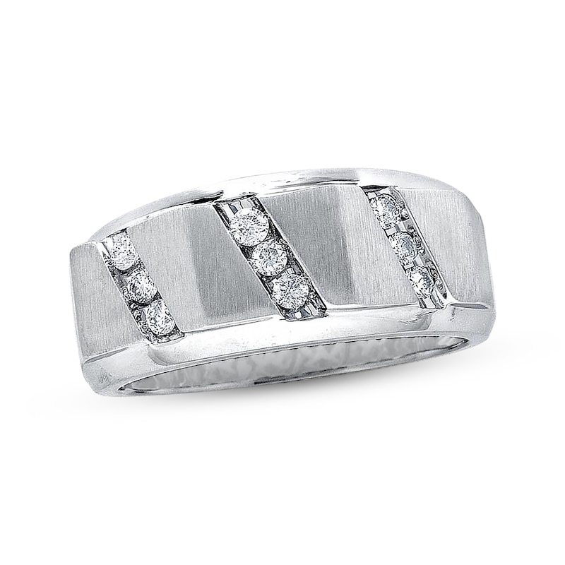 Main Image 1 of Previously Owned Men's Diamond Wedding Band 1/3 ct tw Round-cut 14K White Gold