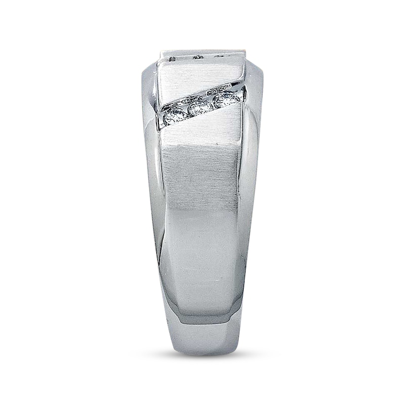 Main Image 3 of Previously Owned Men's Diamond Wedding Band 1/3 ct tw Round-cut 14K White Gold