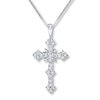 Thumbnail Image 1 of Previously Owned Diamond Cross Necklace 1-1/2 Carats tw 14K White Gold 18"
