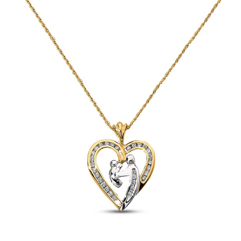 Main Image 1 of Previously Owned Mom Heart Necklace 1/4 ct tw Diamonds 10K Yellow Gold