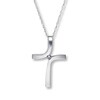 Thumbnail Image 1 of Previously Owned Diamond Accent Cross Necklace 14K White Gold