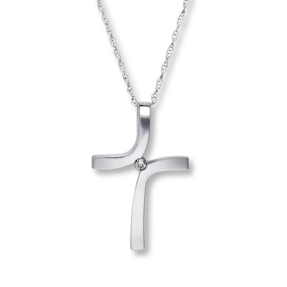 Previously Owned Diamond Accent Cross Necklace 14K White Gold