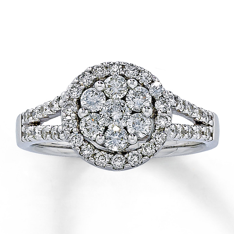 Main Image 1 of Previously Owned Diamond Fashion Ring 1 ct tw Round-cut 14K White Gold