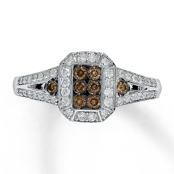 Previously Owned Brown & White Diamond Ring 3/8 ct tw 14K White Gold