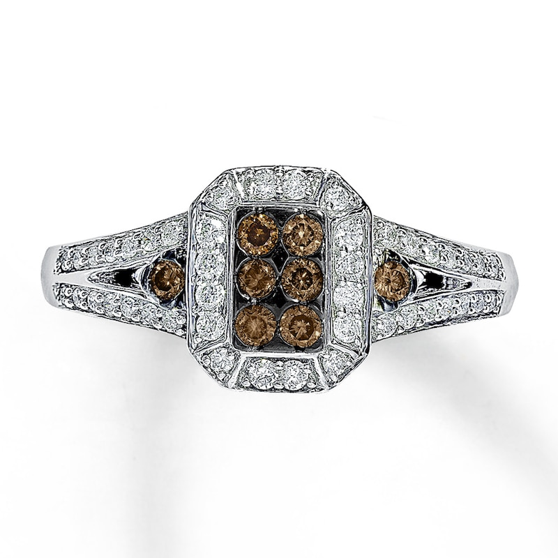 Main Image 1 of Previously Owned Brown & White Diamond Ring 3/8 ct tw 14K White Gold