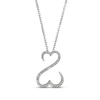 Thumbnail Image 2 of Previously Owned Open Hearts Diamond Necklace 1/10 ct tw Round-cut 14K White Gold 18"