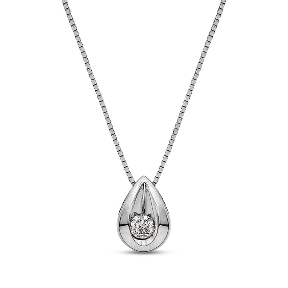 Previously Owned Diamond Teardrop Necklace 1/8 ct tw 14K White Gold 18"