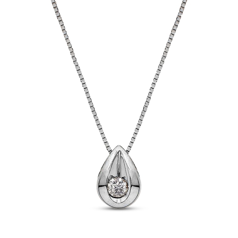 Main Image 1 of Previously Owned Diamond Teardrop Necklace 1/8 ct tw 14K White Gold 18"