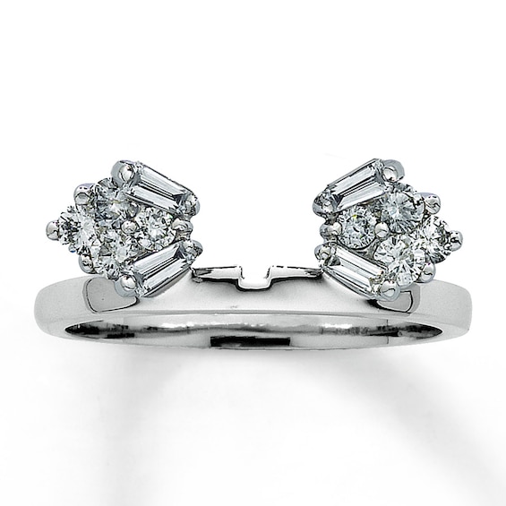 Previously Owned Enhancer Ring 1/2 cttw Round & Baguette Diamonds 14K White Gold