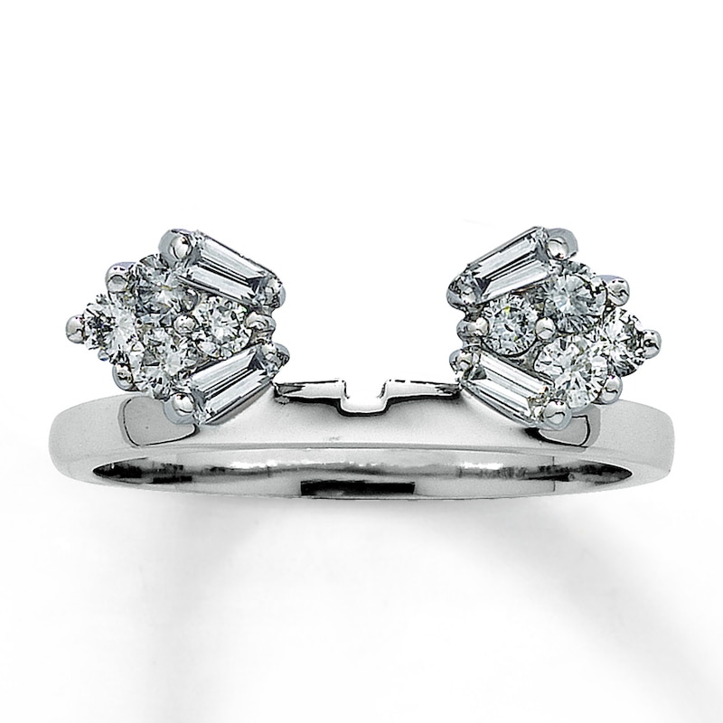 Main Image 1 of Previously Owned Enhancer Ring 1/2 cttw Round & Baguette Diamonds 14K White Gold