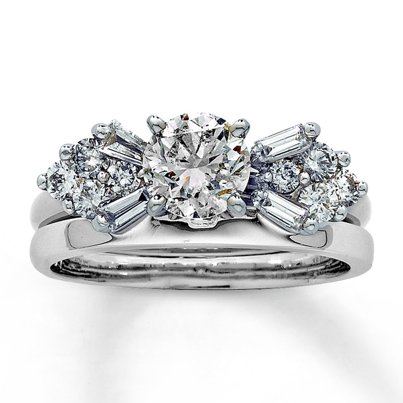 Main Image 4 of Previously Owned Enhancer Ring 1/2 cttw Round & Baguette Diamonds 14K White Gold