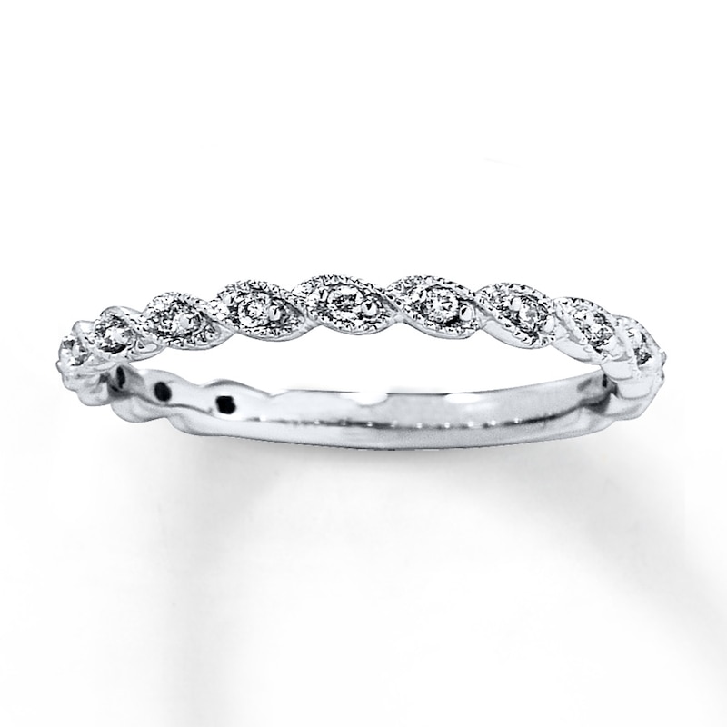 Main Image 1 of Previously Owned Diamond Wedding Band 1/10 ct tw Round-cut 14K White Gold