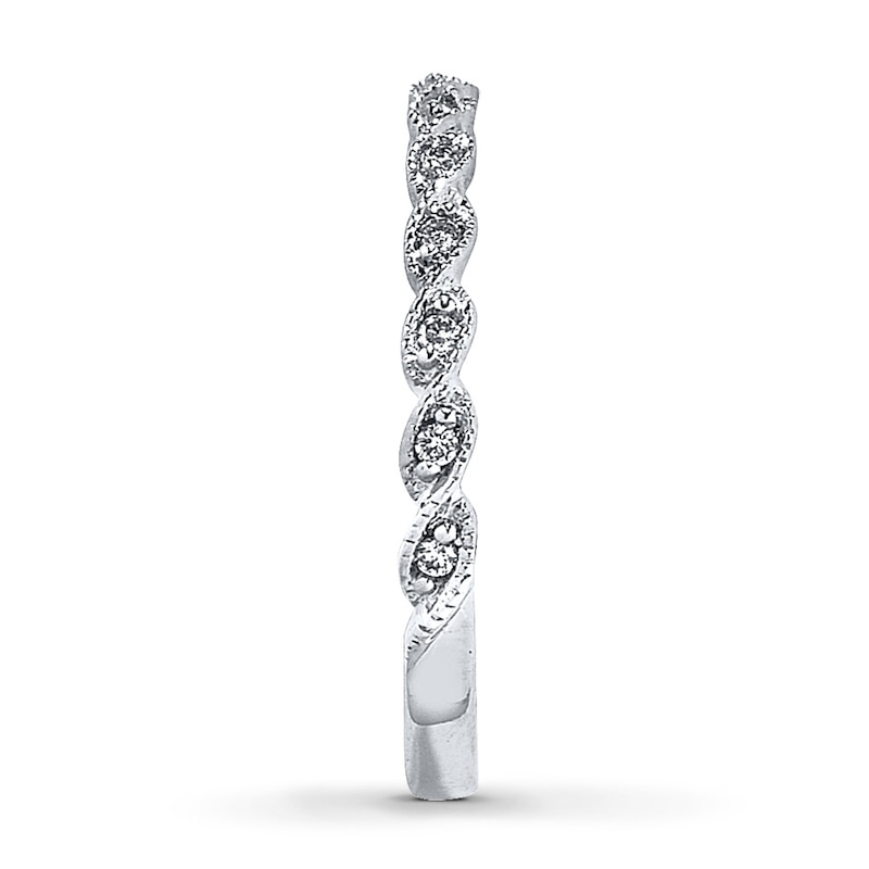 Main Image 3 of Previously Owned Diamond Wedding Band 1/10 ct tw Round-cut 14K White Gold