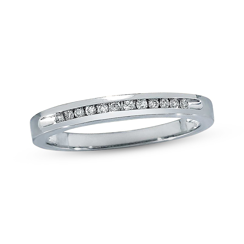 Main Image 1 of Previously Owned Diamond Anniversary Band 1/10 ct tw Round-cut 10K White Gold
