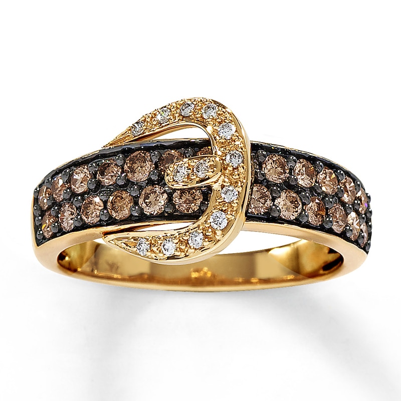 Previously Owned Le Vian Belt Buckle Ring 3/4 ct tw Round-cut Chocolate Diamonds Honey Gold
