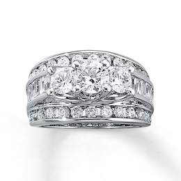 Previously Owned Diamond Engagement Ring 3 ct tw Round & Baguette-cut 14K White Gold