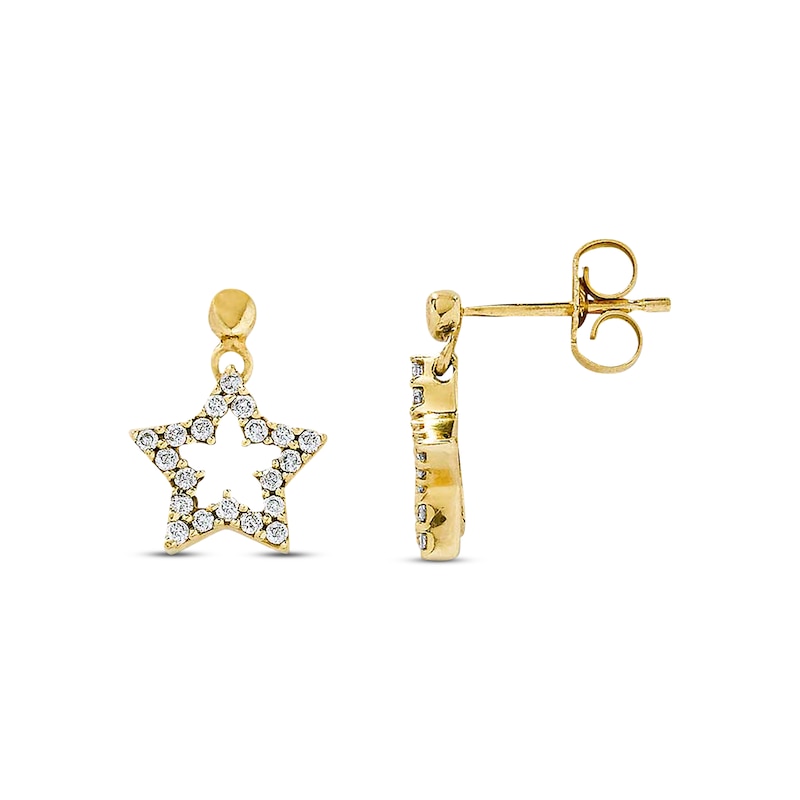 Main Image 1 of Previously Owned Diamond Star Dangle Earrings 1/4 ct tw 14K Yellow Gold